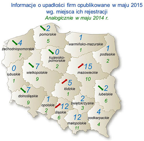 upadłości firm województwa mapa kraju